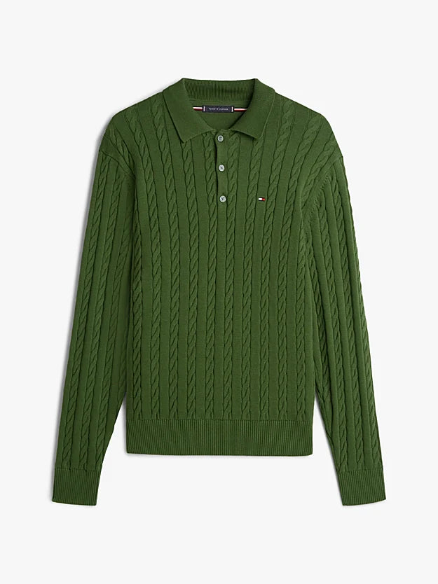 Cable Knit Polo Jumper