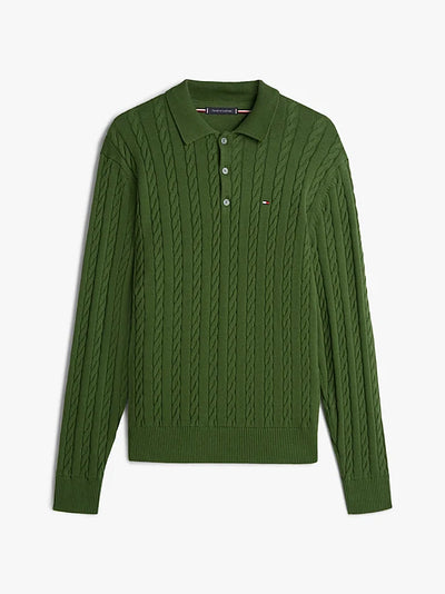 Cable Knit Polo Jumper