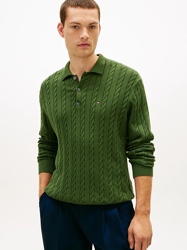 Cable Knit Polo Jumper